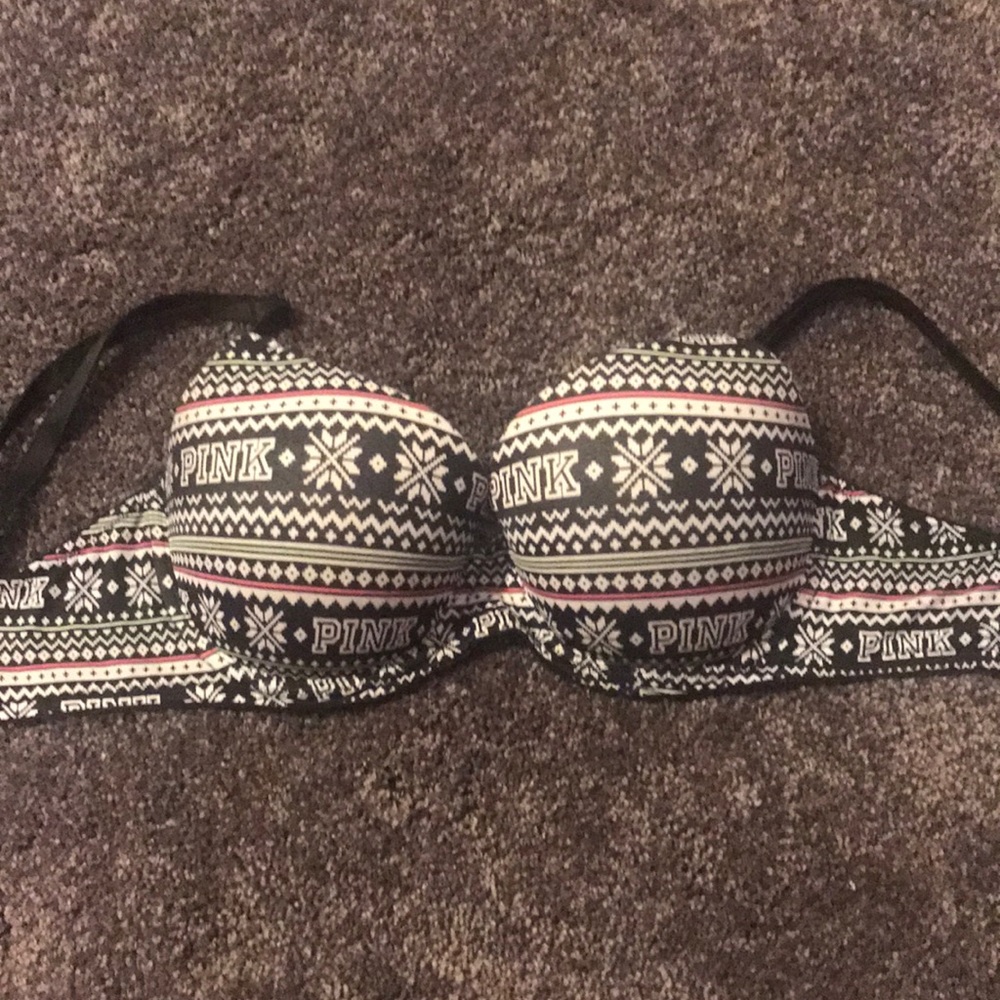 PINK Winter Themed non push up bra